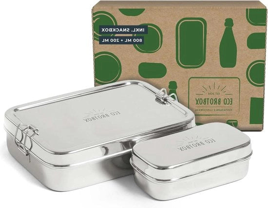 Tromba per uova XL con contenitore per snack - contenitore per pranzo in acciaio inossidabile - resistente alla lavastoviglie - capacità di riempimento 0,7L e 0,2L