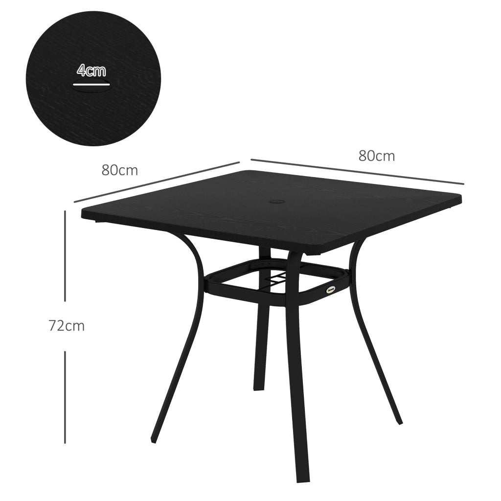 Tavolo esterno per 4 persone telaio in acciaio 80L x 80L x 72H cm nero