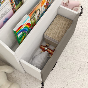Libreria per Bambini 3-8 Anni 62.5x30x70 cm a 3 Ripiani con Cassetto Inferiore in MDF Grigio