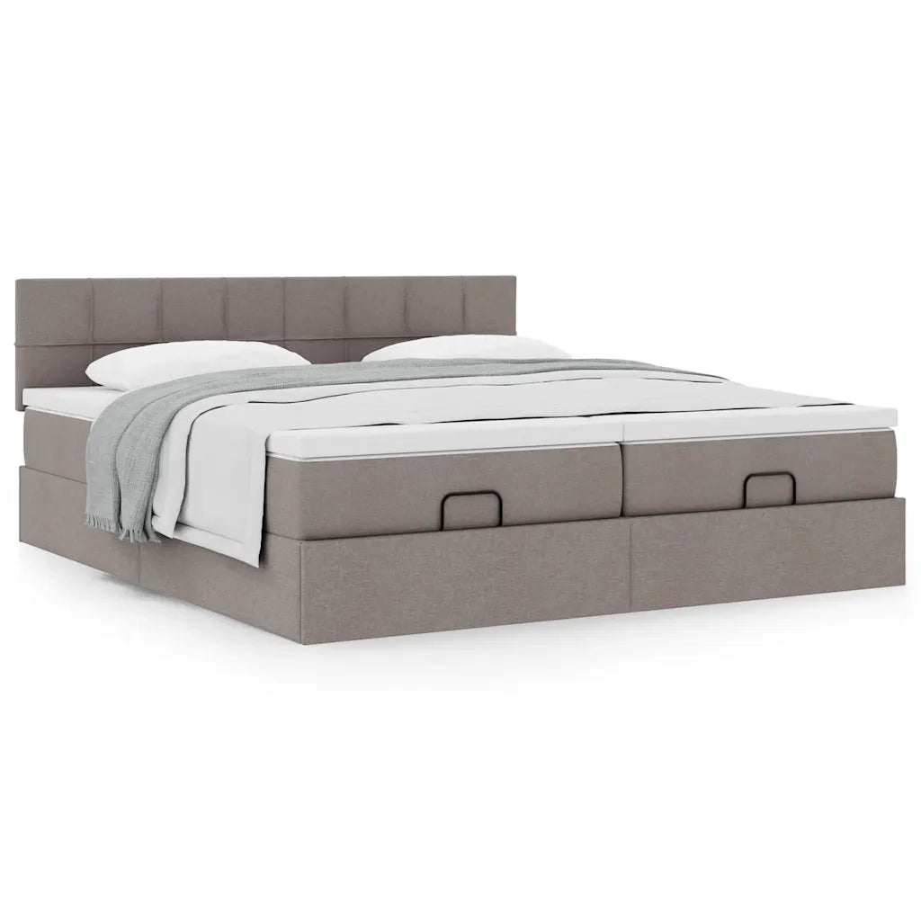 Struttura Letto Pouf con Materassi Tortora 160x200cm in Tessuto 3311991