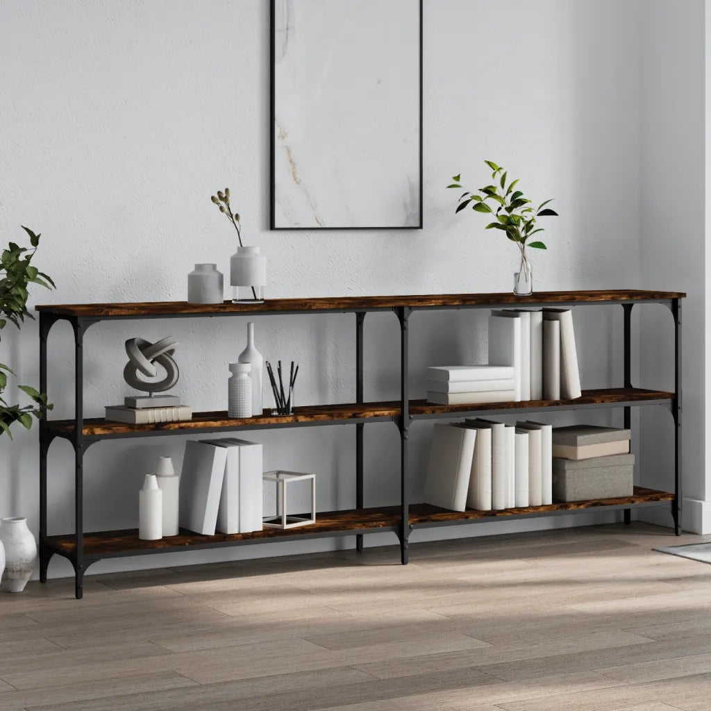 Tavolo Consolle | Tavolo d'Ingresso Rovere Fumo 200x29x75 cm in Legno Multistrato