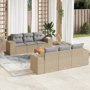 Set Divani da Giardino 7 pz con Cuscini Beige in Polyrattan