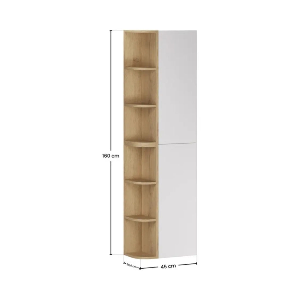 Mobili componibili OSTER 45cm – mobili sospesi bianchi 1 porta e 6 nicchie arrotondate in rovere chiaro