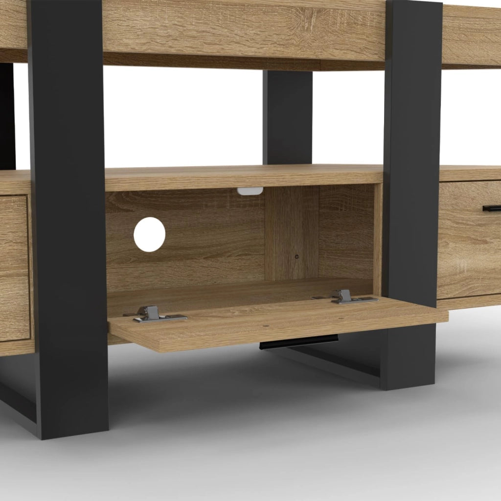 Mueble TV rinconero PHOENIX con cajón de madera y negro 116 cm
