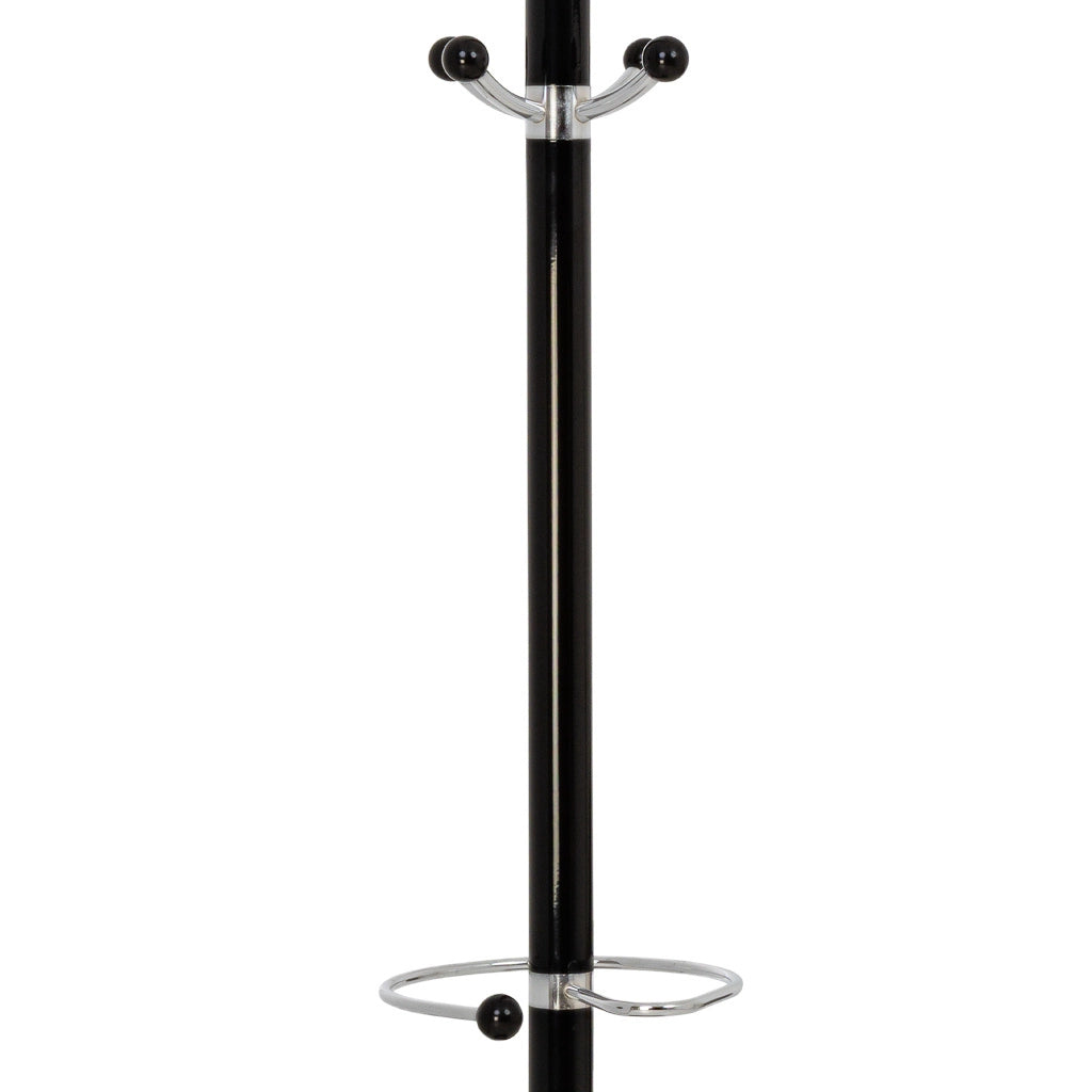 Perchero de metal negro con paraguero y 5 ganchos D36x178h cm