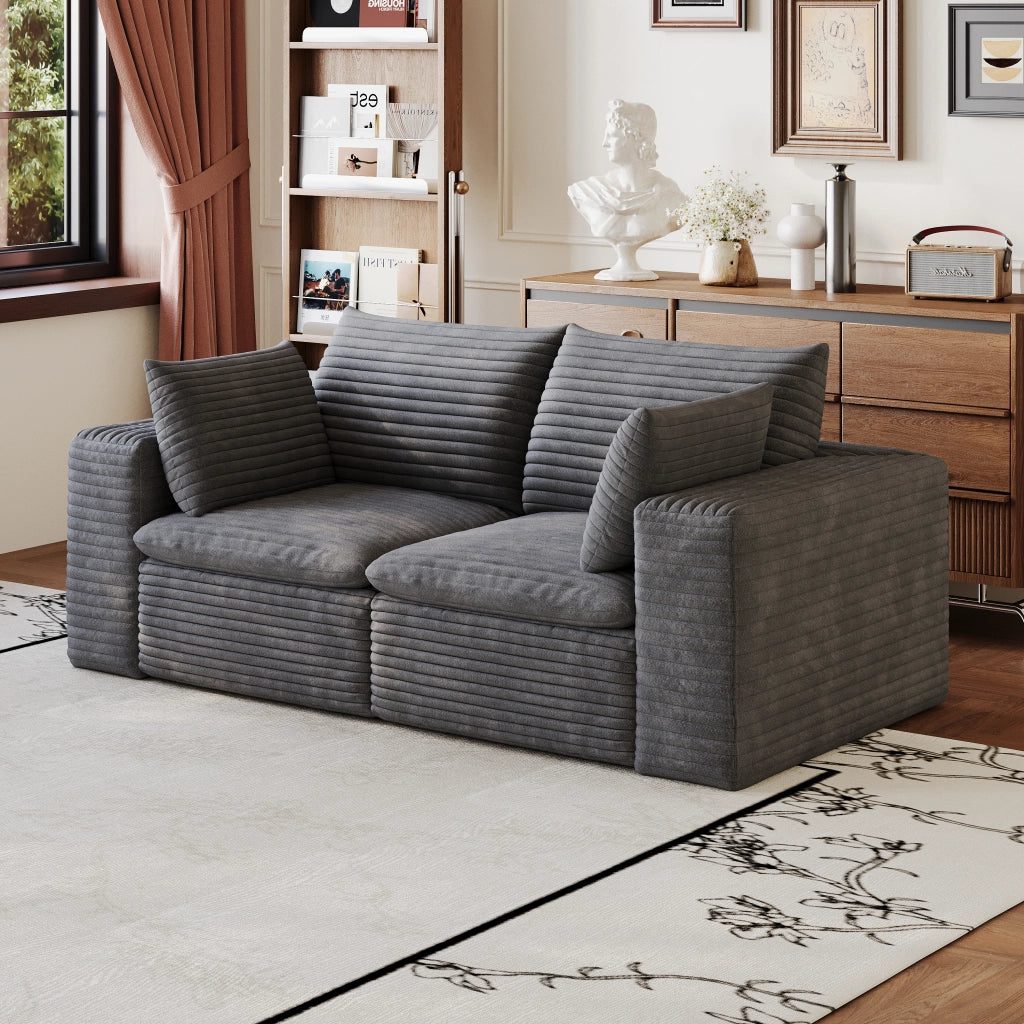 Divano Cloud 180cm ¨C MINIMAL ¨C Velluto a Coste Grigio Scuro, Imbottito, Senza Montaggio