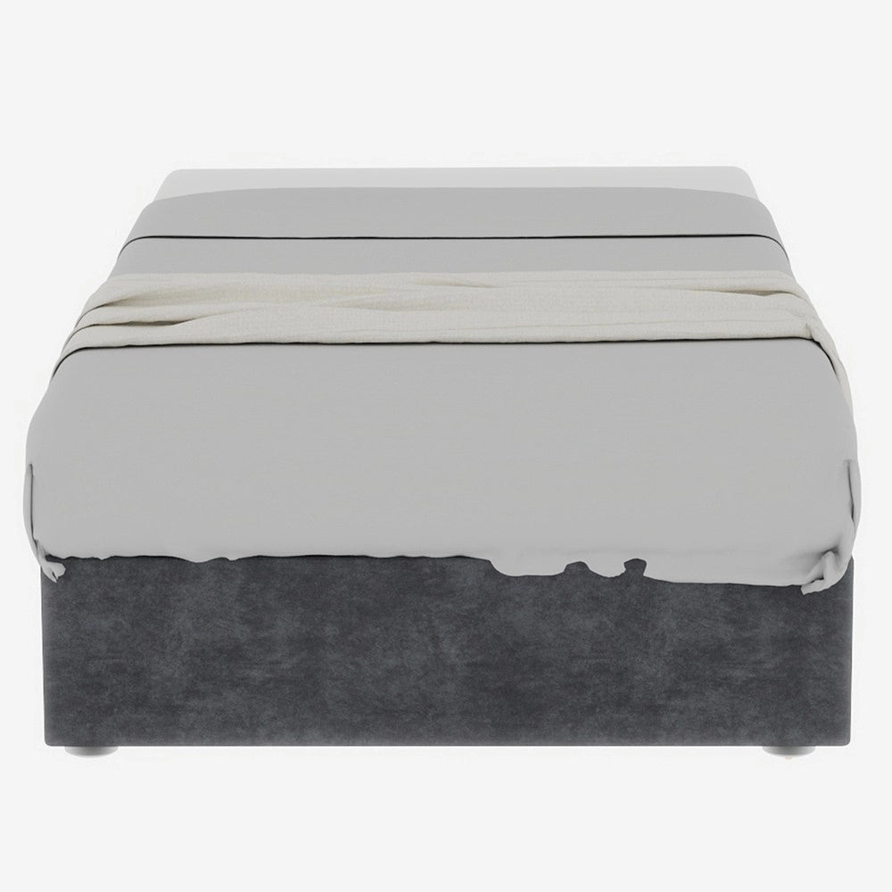 Letto Contenitore Imbottito ¨C MINIMAL ¨C Grigio, Velluto, 90x200, Senza Testiera