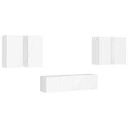 Set di mobili da 6 pezzi tra cui armadio credenza mobile TV televisore per soggiorno camera da letto salotto legno ingegnerizzato bianco 02_0025021