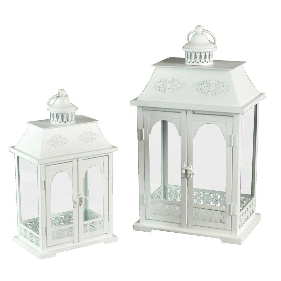 Lanterna metallo bianco 1-2 rettangolare cm24x16,3h43