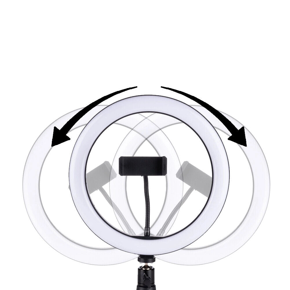 Lampada Led Anello Treppiede Inclinabile Tavolo Video Selfie 3 Intensita' Luce