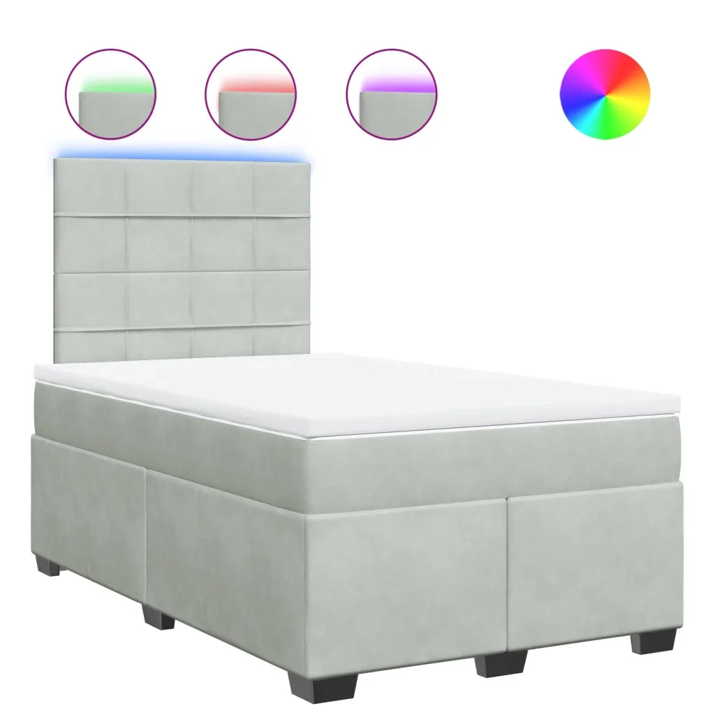 vidaXL Giroletto a Molle con Materasso Grigio Chiaro 120x200cm Velluto