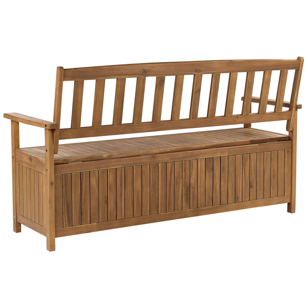 Panca da giardino con contenitore in legno di acacia di colore chiaro 160 cm esterno terrazzo