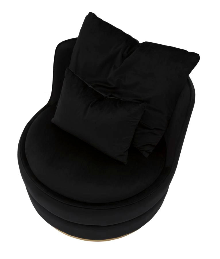 Poltrona Paris Space Nero/Oro Ø84x72 cm in Legno e Spugna Nero e Oro