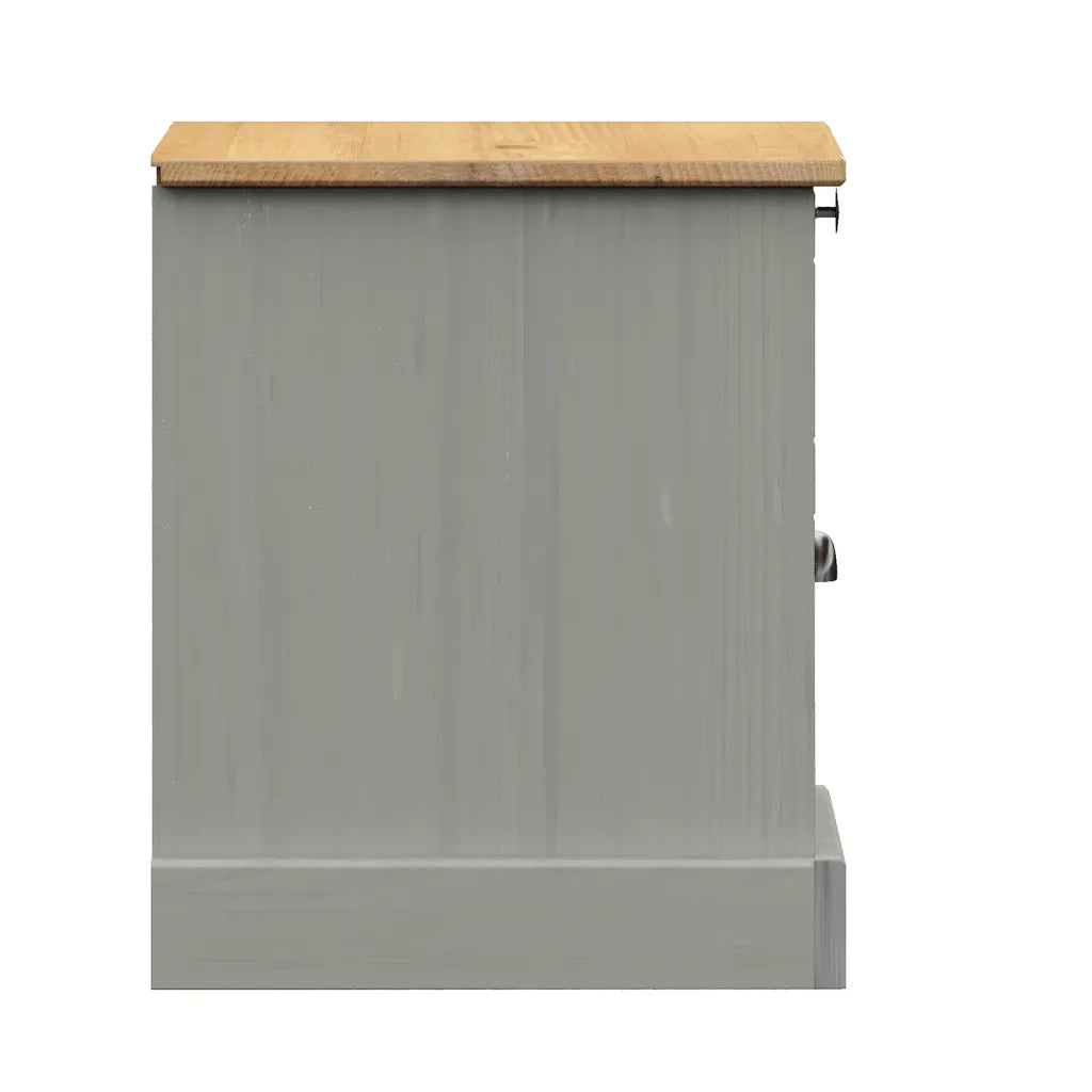 Comodino VIGO Grigio 42x35x42 cm in Legno Massello di Pino 353159
