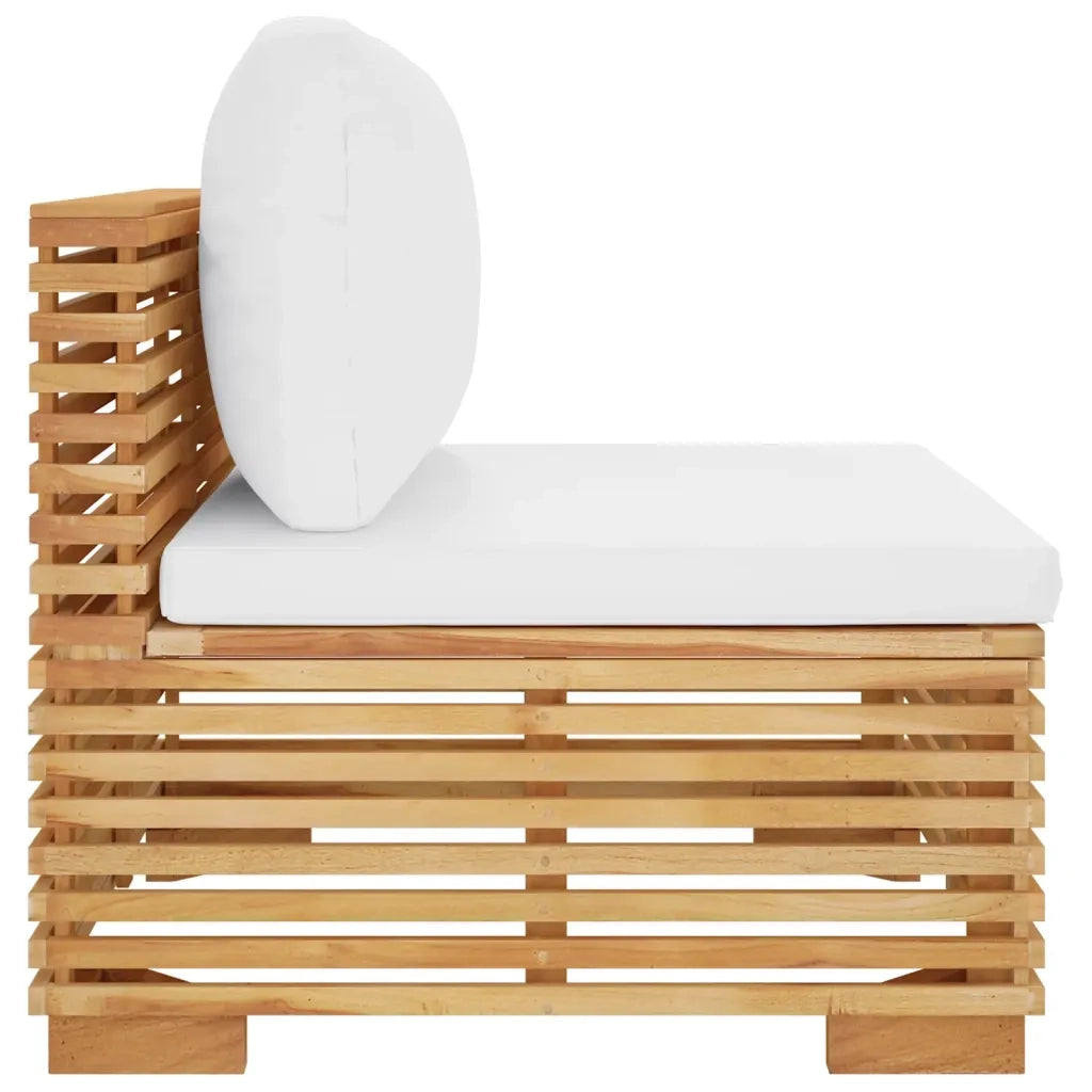 Divano Centrale da Giardino con Cuscini Crema Massello di Teak 319156