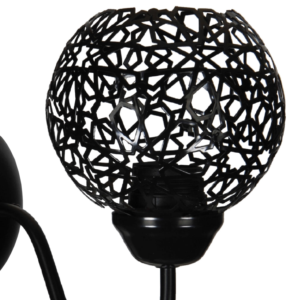 Applique 'Petherton' per Interni a Braccio Curvo Lampada da Parete con Paralume Sferico a Rete - Nero - lux.pro