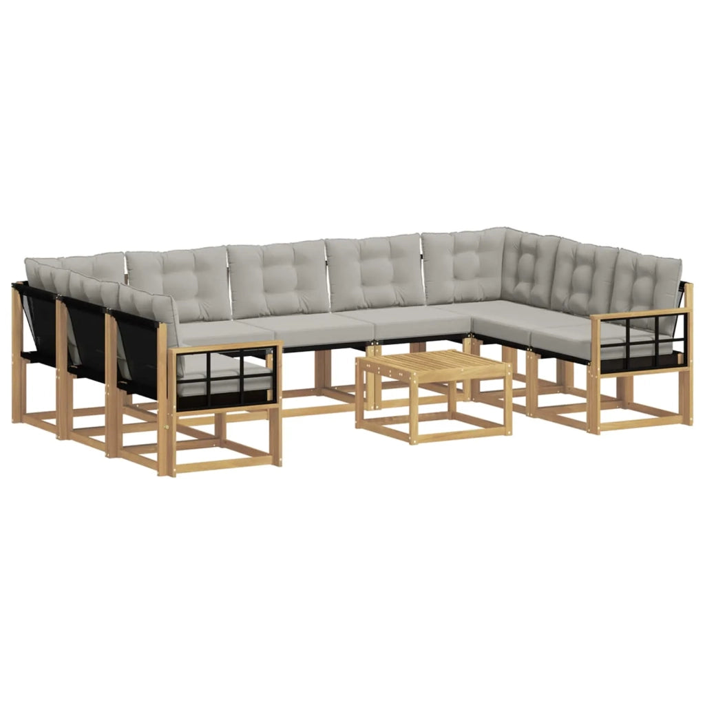 Set di divani da esterno 10 pcs Bianco e Grigio Chiaro