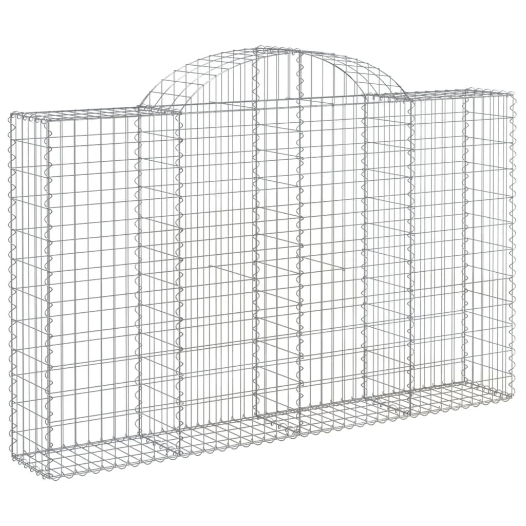 Cestini gabbioni recinzione a gabbia muro di contenimento ad arco 20 pezzi 200 x 30 x 120/140 cm ferro zincato argento 02_0040592