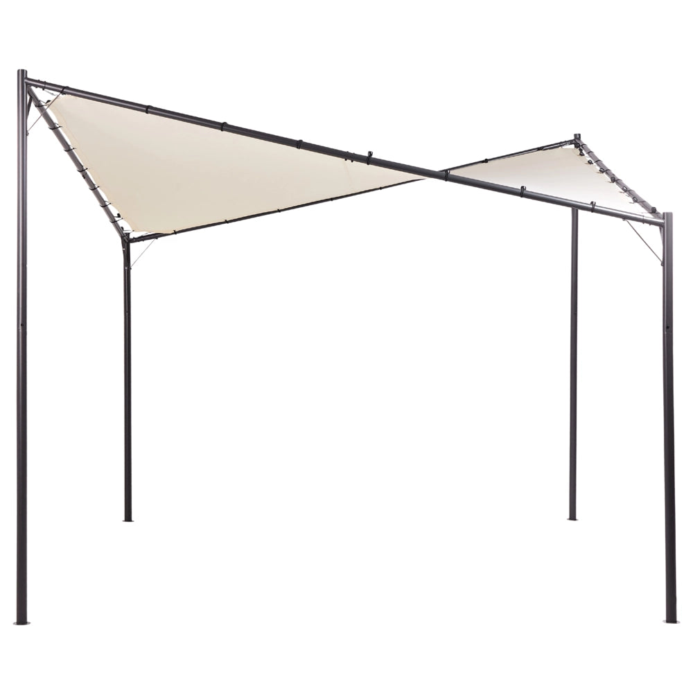 Gazebo da giardino con struttura in metallo e tessuto beige 300 x 300 cm pergola esterno terrazzo