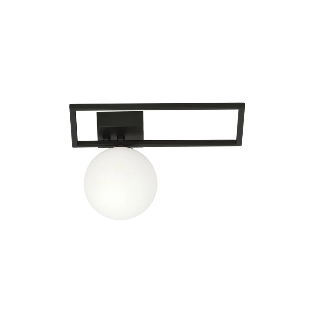 Lampada a soffitto Imago in metallo nero e vetro opalino