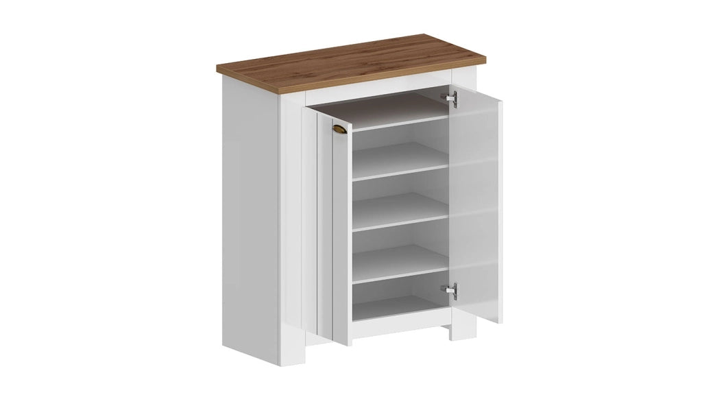 Scarpiera 2 Ante 84x42x100 cm Figo 2A Bianco Opaco/Rovere Wotan