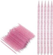 Set di 100 Strumenti per Rimuovere le Cuticole - Manicure e Pedicure a Doppia Faccia con Stick per Cuticole e Punzoni con Cristalli - Strumento per Pulire le Cuticole - Borsetta per Rimuovere le Cuticole con Punzoni per (04)