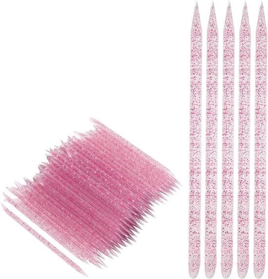 Set di 100 Strumenti per Rimuovere le Cuticole - Manicure e Pedicure a Doppia Faccia con Stick per Cuticole e Punzoni con Cristalli - Strumento per Pulire le Cuticole - Borsetta per Rimuovere le Cuticole con Punzoni per (04)
