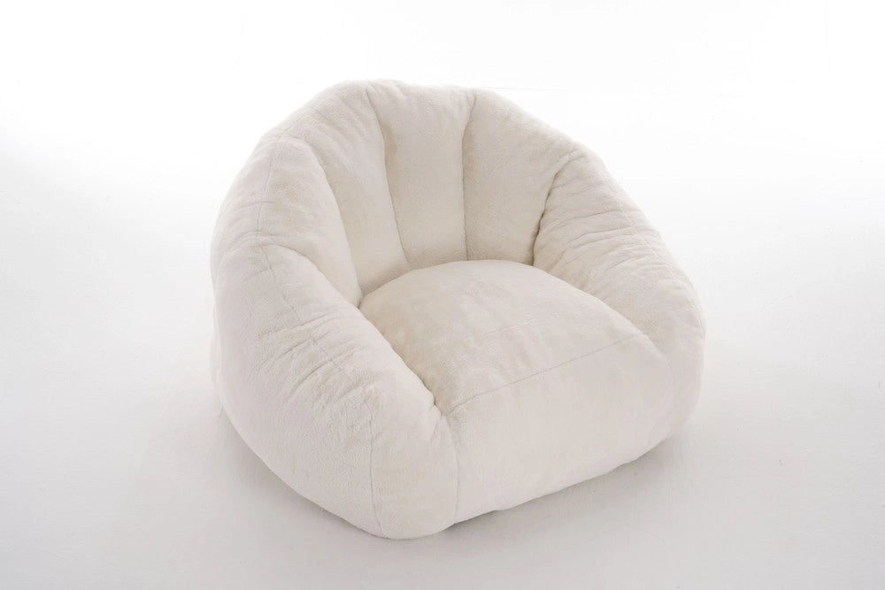 Poltrona Pouf Relax ¨C Minimal ¨C Crema Fluffy per Soggiorno Camera da Letto Balcone, No Montaggio