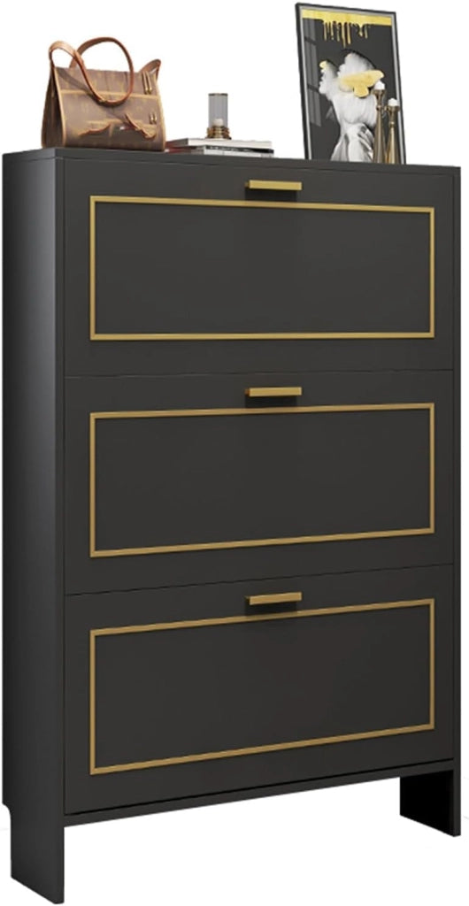 scarpiera Armadietto portascarpe - Organizer per scarpiera in Legno con 3 cassetti ribaltabili per Ingresso, corridoio, Armadio - Grigio Chiaro, 20 Pollici