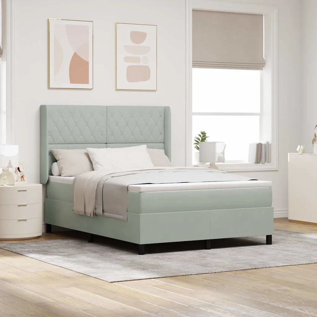 Letto a molle con materasso Grigio chiaro 160 x 200 cm Velluto 3343820