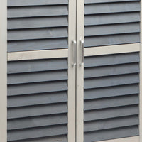 Armadietto grigio da esterno con piano di lavoro per giradinaggio, Mobile da giardino