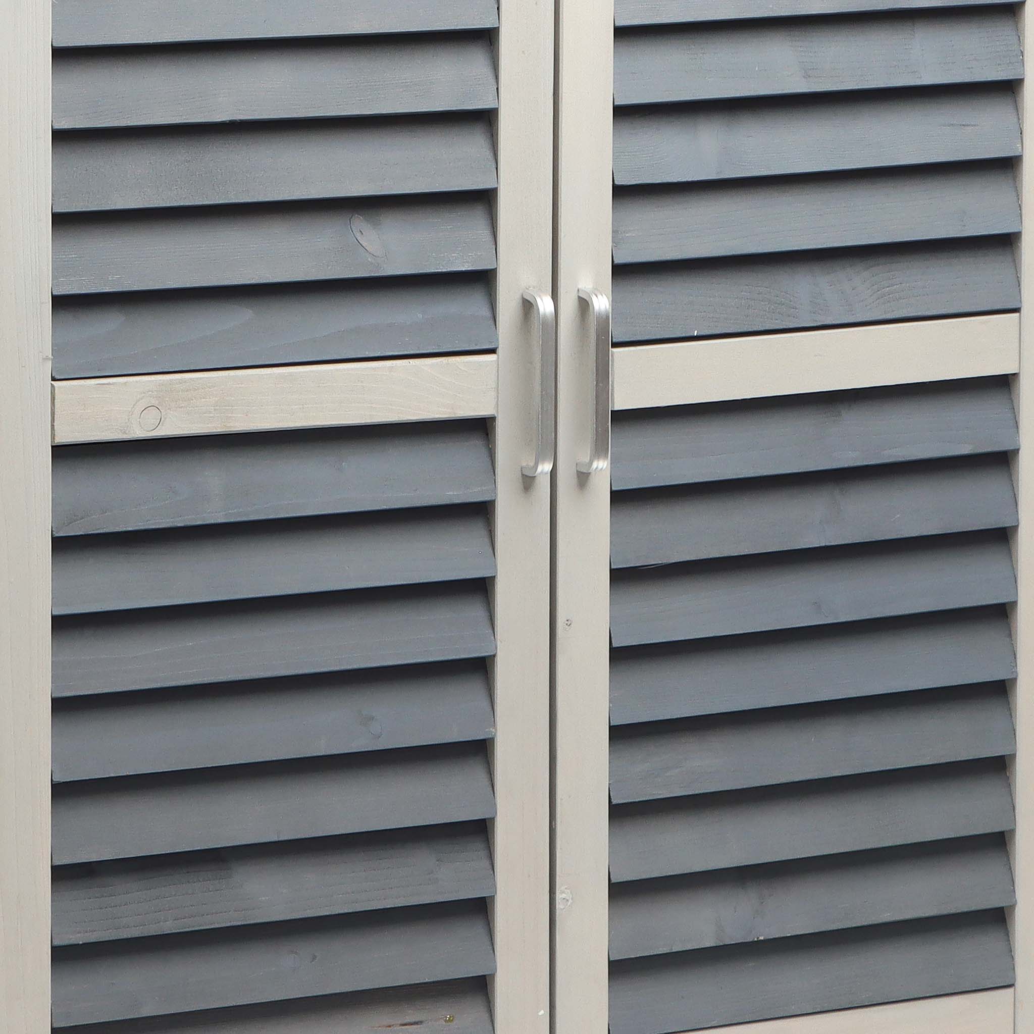 Armadietto grigio da esterno con piano di lavoro per giradinaggio, Mobile da giardino