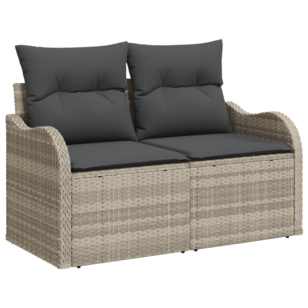 Set di divani da giardino  10 pezzi con cuscini grigio chiaro in polyrattan