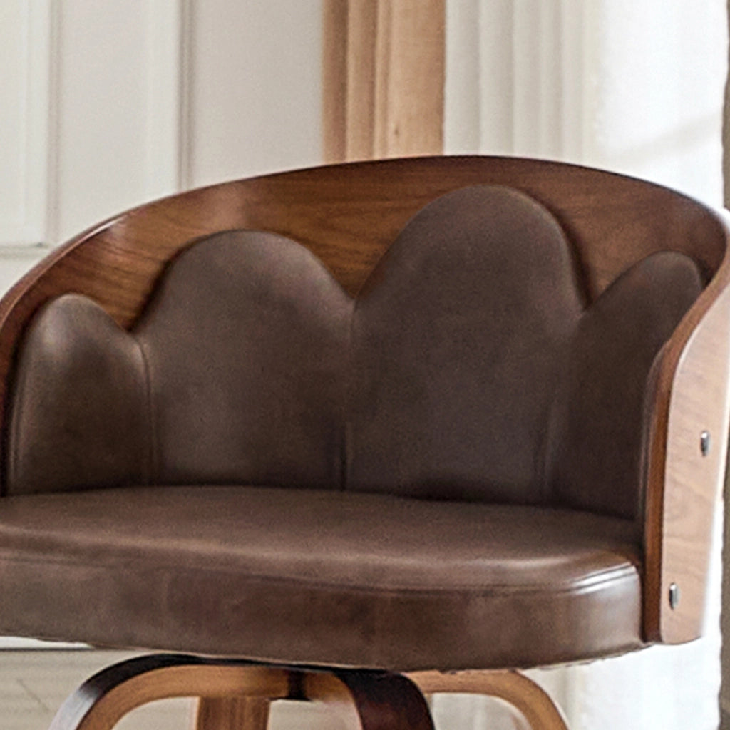 Set di sgabelli da bar con schienale a fiore, bugholz e seduta in PU, design moderno
