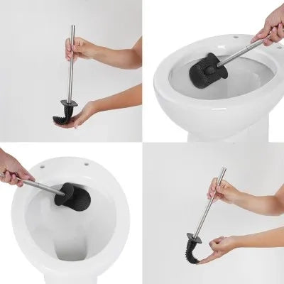 Portascopino bianco a parete o in appoggio con spatola in silicone