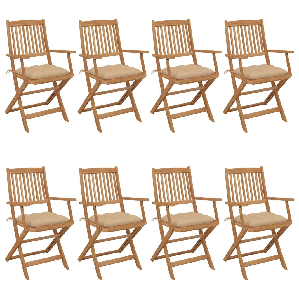 Sedie da Giardino Pieghevoli 8 pz con Cuscini Massello Acacia cod mxl 8478