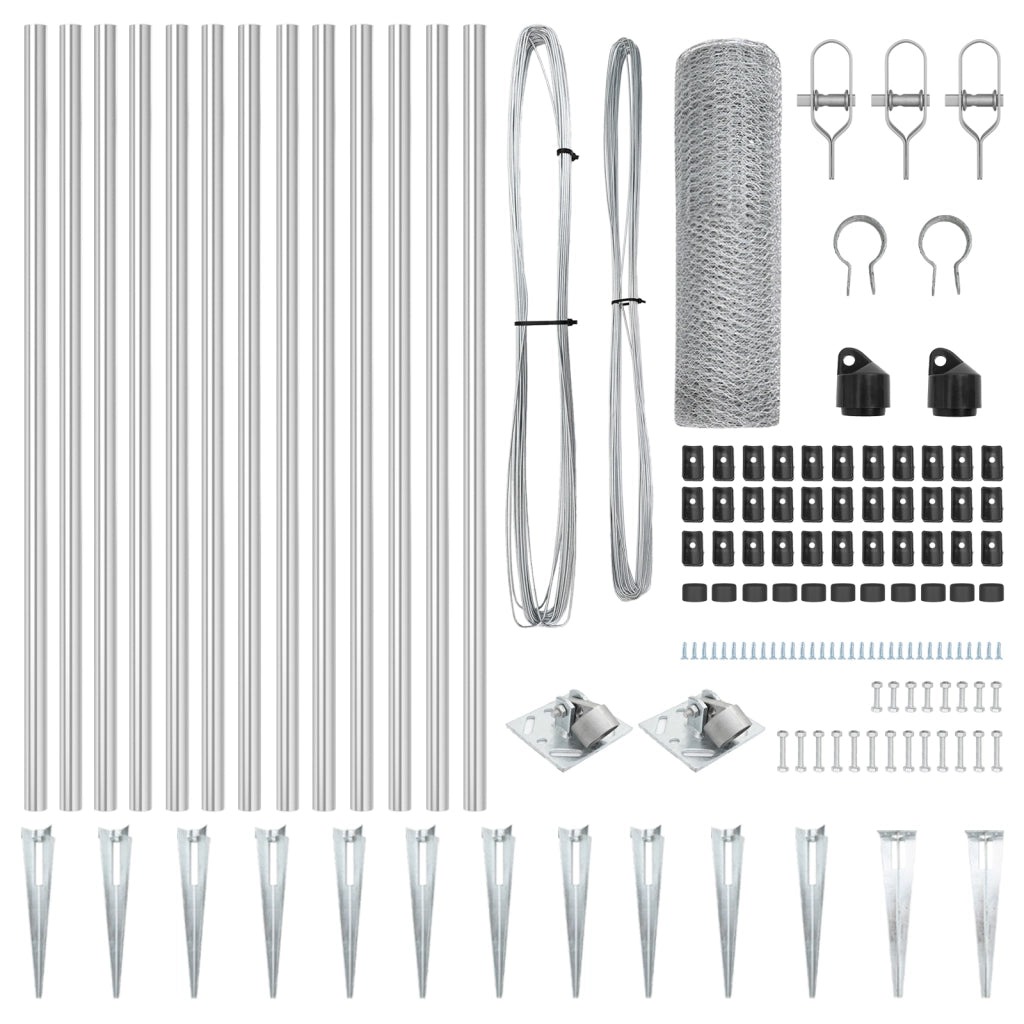 Set di Recinzione Set di 2 Acciaio zincato 25 m Durevole