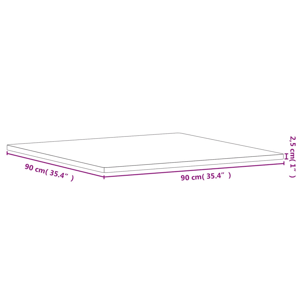 Piano per Tavolo 90x90x2,5 cm Quadrato Legno Massello di Faggio 355959