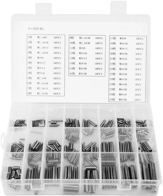 Set di viti a secco 280 pezzi - Acciaio inossidabile 304 - Componenti di connessione - M1.5/M2/M2.5/M3/M4/M5/M6/M8 - Scatola - Industria meccanica - Pennelli a secco