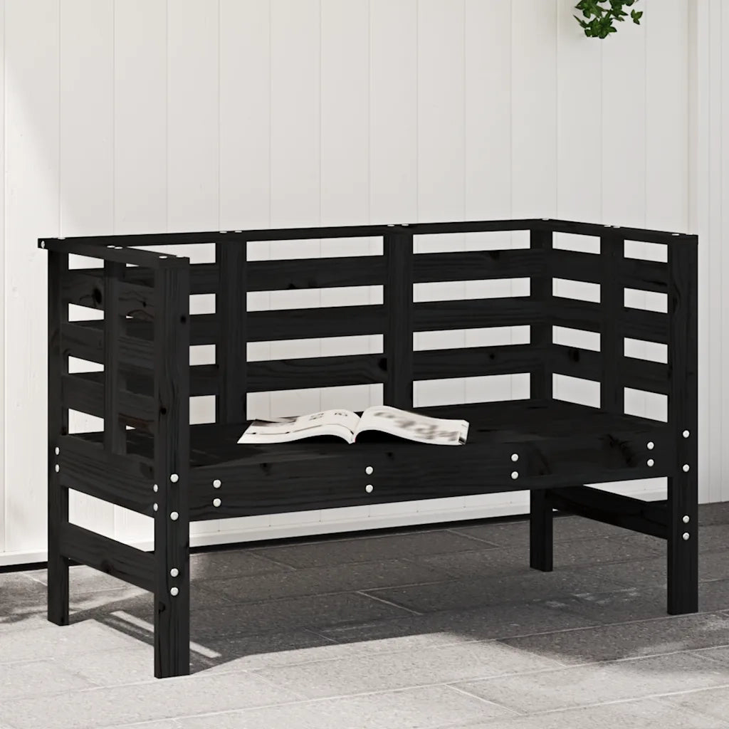 Panchina da Giardino | Panca da Giardino Nera 111,5x53x71 cm Legno Massello di Pino