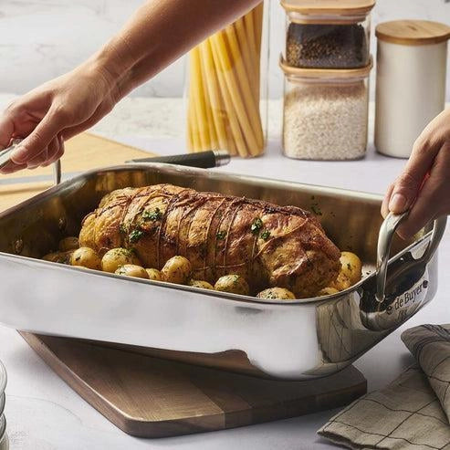 De Buyer 3727.35 AFFINITY Casseruola per Arrosto in Acciaio Inox 5 strati Induzione Forno fino a 260°C Lavabile in Lavastoviglie colore Acciaio inox