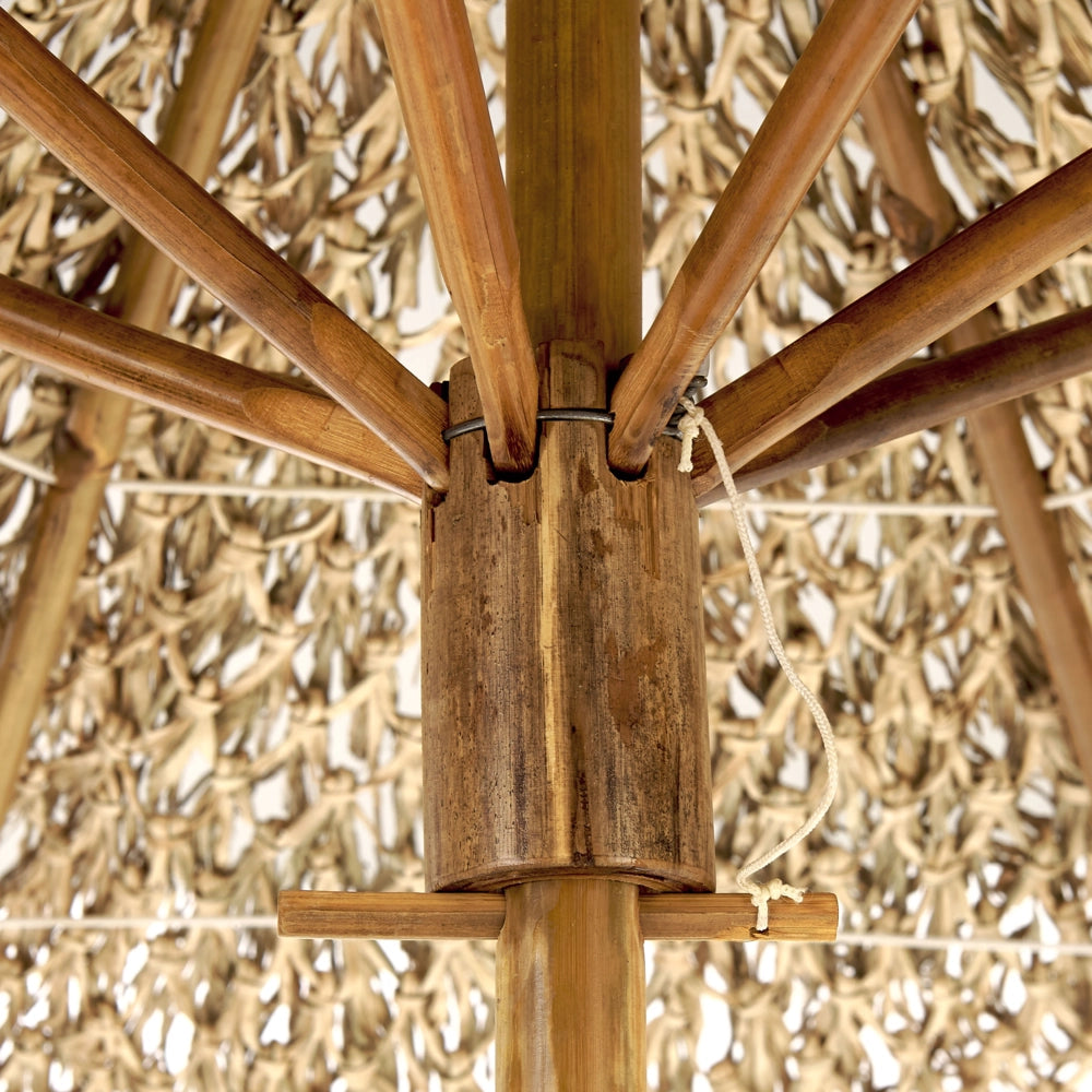 Tavolo bistrot pieghevole legno di bambù chiaro con ombrellone 245 cm giardino terrazza balcone