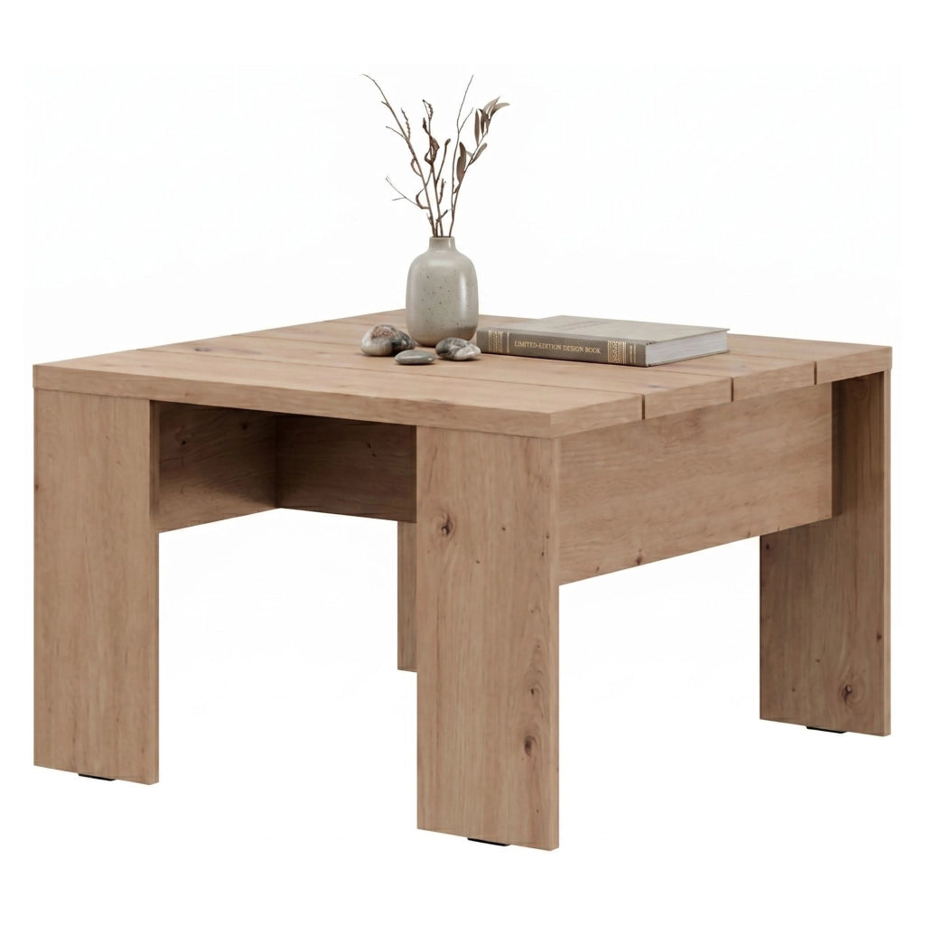 Magre, Tavolino da Salotto Forma Quadrato, 67x67x43h cm Marrone Rovere Nodi