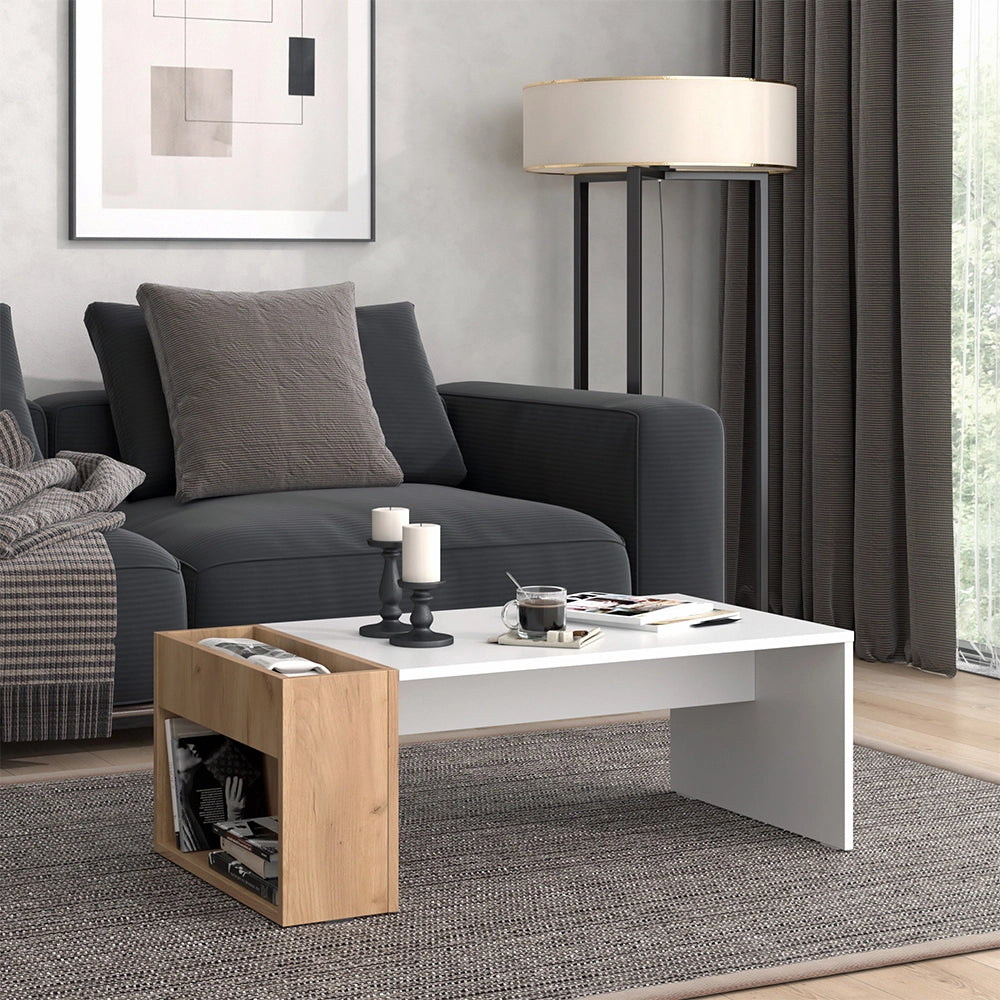 Vicco Tavolino da salotto Rovere bianco/dorato 95 x 49.4 cm