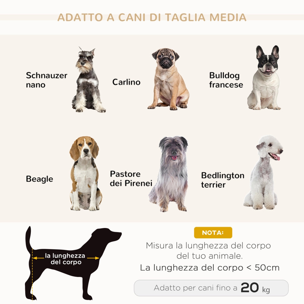 Divano per Cani Taglia Media e Piccola Vellutato con Cuscino. Braccioli e Schienale. 82x54x36 cm. Grigio Chiaro