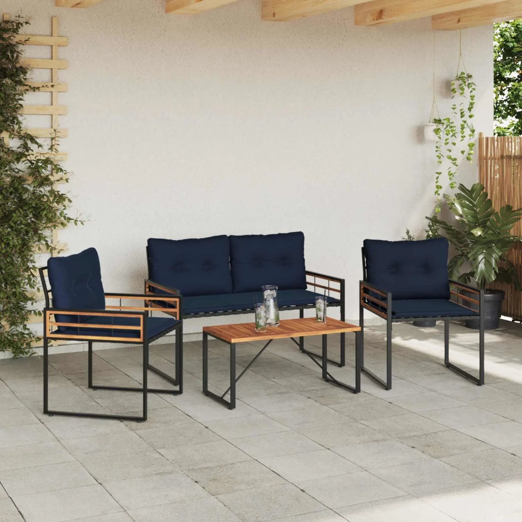 Set di Mobili da Esterno con cuscino 4 pcs Navy