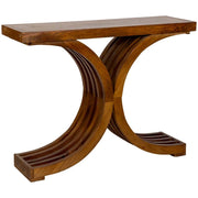 Tavolino da ingresso artigianale in legno marrone 100x30x82h cm