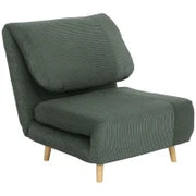 2-in-1 Poltrona Letto Ospiti, Poggiatesta Regolabile, Velluto a Coste, 82 cm x 89 cm x 83 cm, Verde
