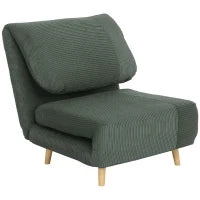 2-in-1 Poltrona Letto Ospiti, Poggiatesta Regolabile, Velluto a Coste, 82 cm x 89 cm x 83 cm, Verde