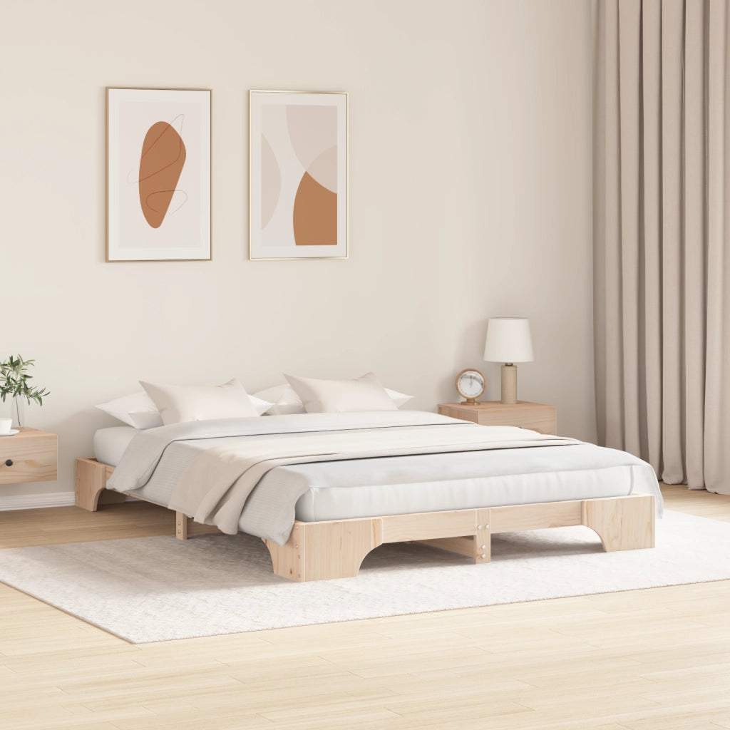 Struttura Letto Naturale Legno di Pino 160 x 200 cm Durevole